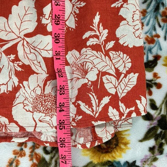 Old Navy High Waisted Linen Blend Maxi Skirt Women’s Large Red Floral Preppy - Picture 9 of 10